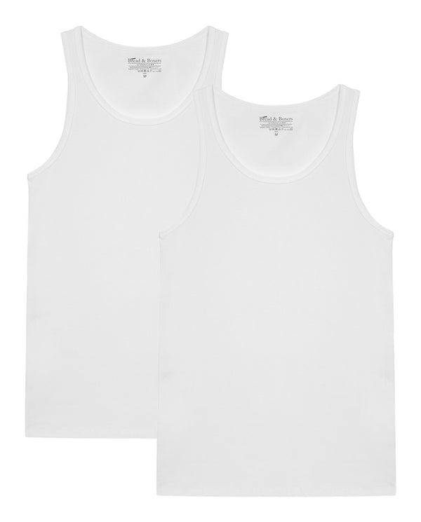 Pack 2 camisetas elásticas cuello caja algodón orgánico blancas
