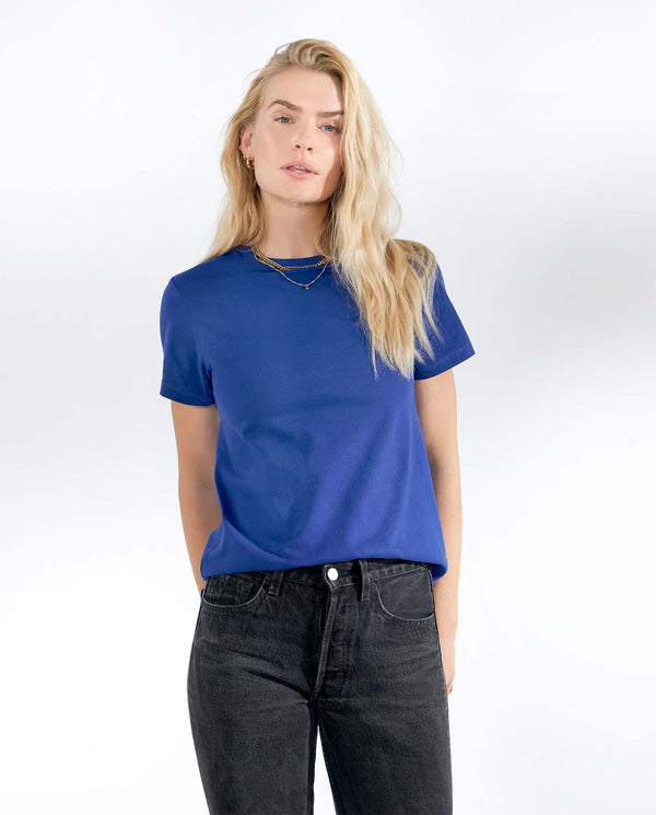 Camiseta cuello redondo algodón orgánico azul by B